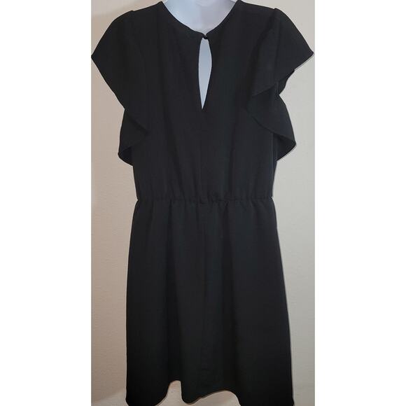 Xhilaration Black  Ruffled Sleeves A-Line Mini Dresss Medium Keyhole Back - Picture 3 of 7
